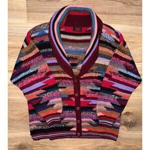Minkha Vintage Sweater Cardigan 100% Alpaca Hand Knit Bolivia - Size Large - OG